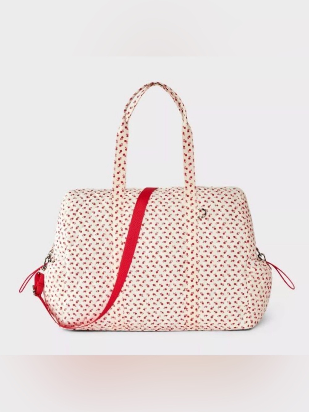 art class Cream and Red Floral Travel Tote and Pouch Set